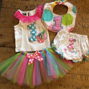 Mud pie first birthday ensemble. 12-18 months